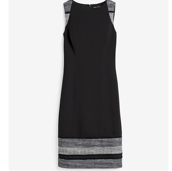 WHBM SLEEVELESS BLACK TWEED BORDER SHEATH DRESS - Picture 3 of 8